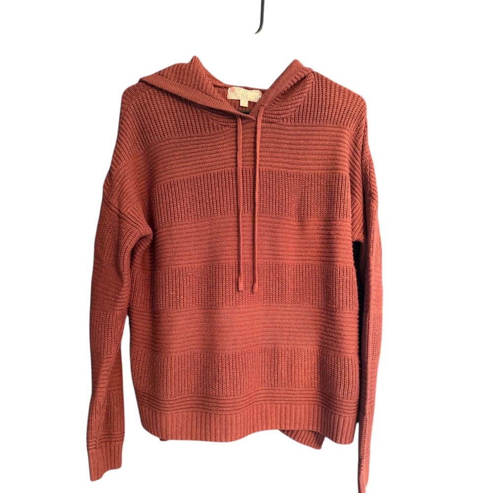 Pink Rose mauve sweater with hoodie, size L